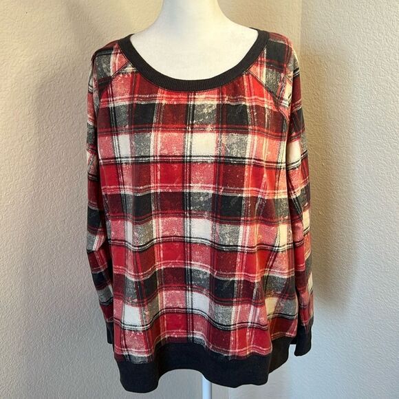 Mossimo Supply Co. Women's Crewneck Printed Plaid Sweatshirt ~ Size 1X - Picture 1 of 5